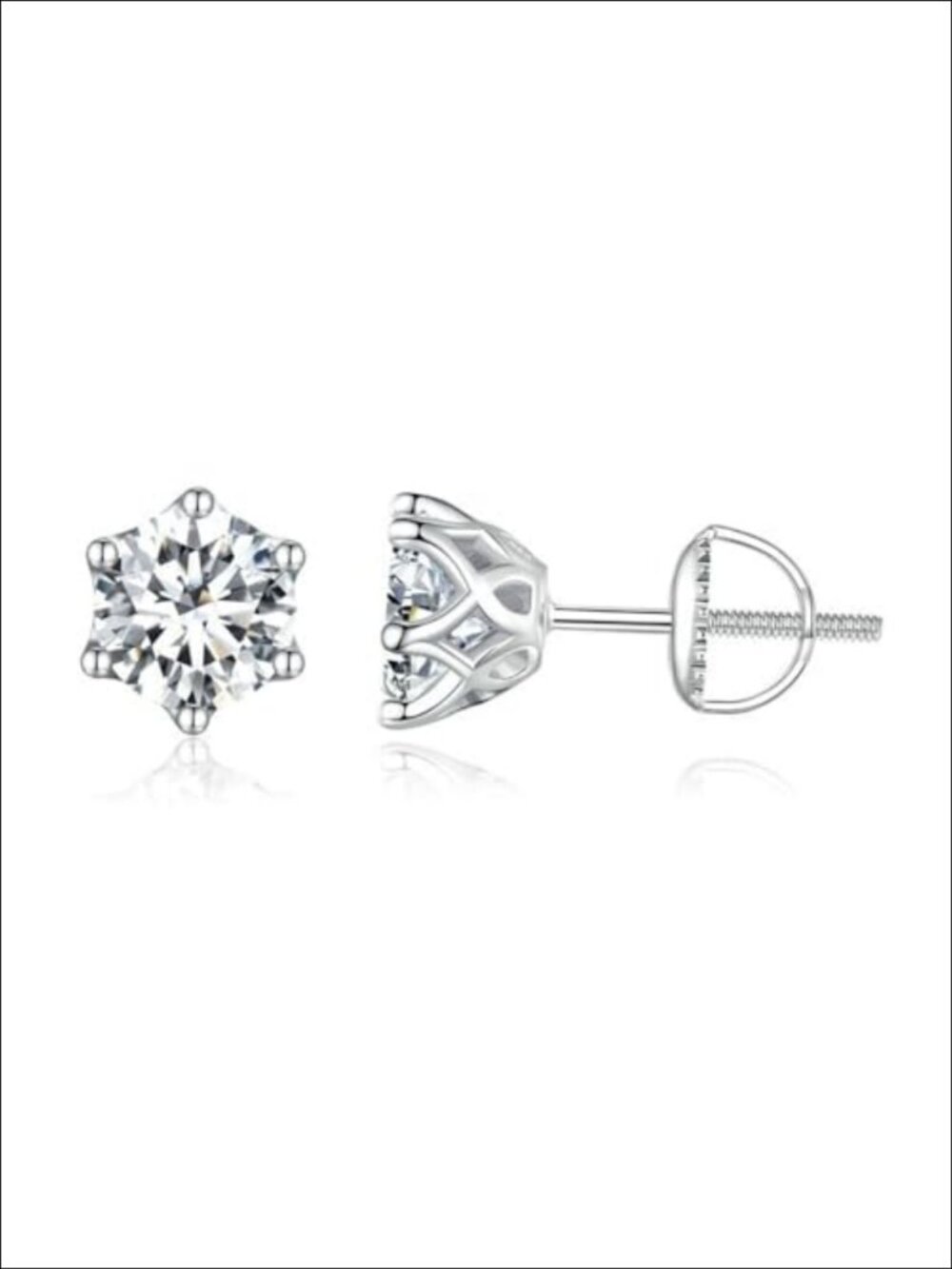 Sterling Silver 0.5ct VVS1 Diamond Screw Back Stud Earrings
